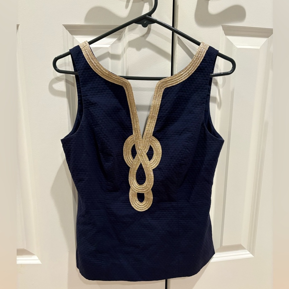 Navy and Gold Lilly Pulitzer Tank Size 4